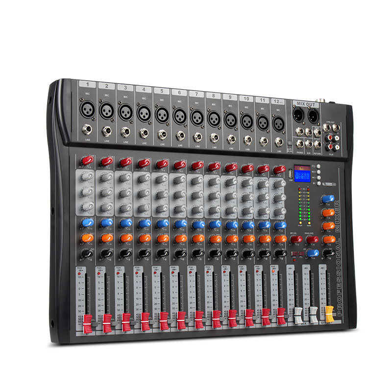 Portátil DJ Profissional Digital 12 Vias Suportado Bluetooth E MP3 Audio Mixer Digital Com Built-in 48V Phantom Power