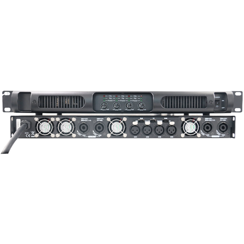 4ch 2400watt Sensibilidade 1v Amplificador de áudio de som de controle de volume individual de alta potência para palco