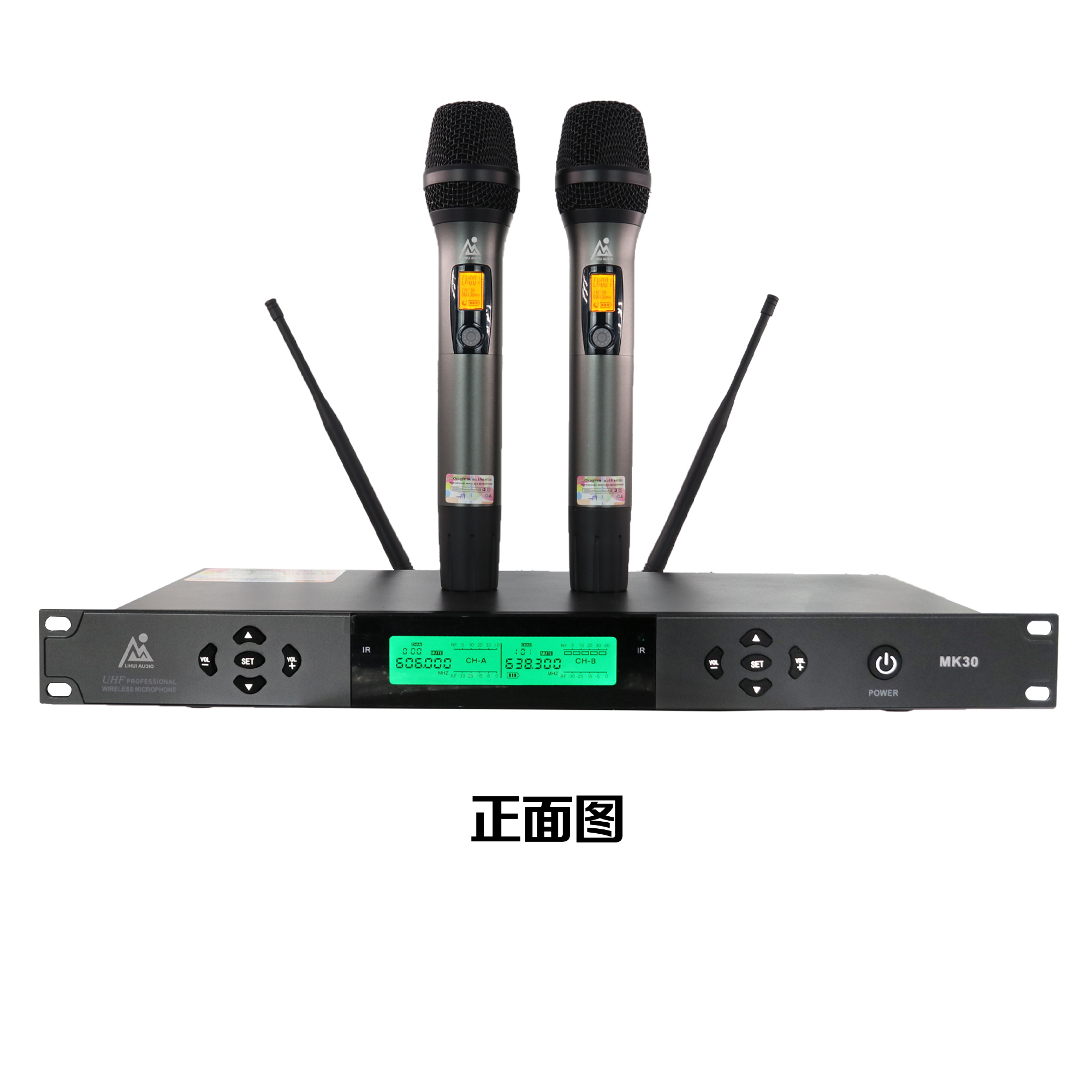 Lihui áudio 100x2 fm uhf alta frequência transmissão de sinal digital completo microfone sem fio destacável para palco