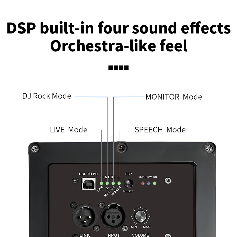 MD1000E Módulo amplificador de alto falante ativo digital de potência de áudio de subwoofer de 2 canais