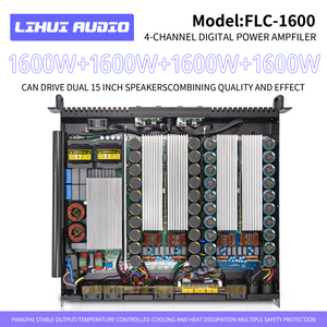 Sensibilidade de entrada do painel dourado série C 1v 1600watt 4 canais 1U Pro Amplificador de áudio de potência para palco de festa KTV