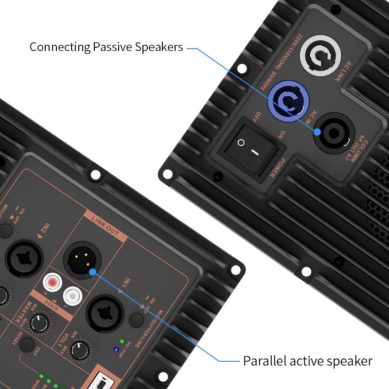 Md1200c profissional subwoofer line array alto-falante circuito de áudio estéreo digital potência dsp placa amplificador para bluetooth móvel ao ar livre