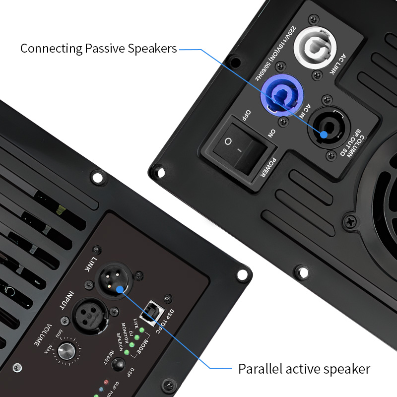 MD1000E Módulo amplificador de alto falante ativo digital de potência de áudio de subwoofer de 2 canais