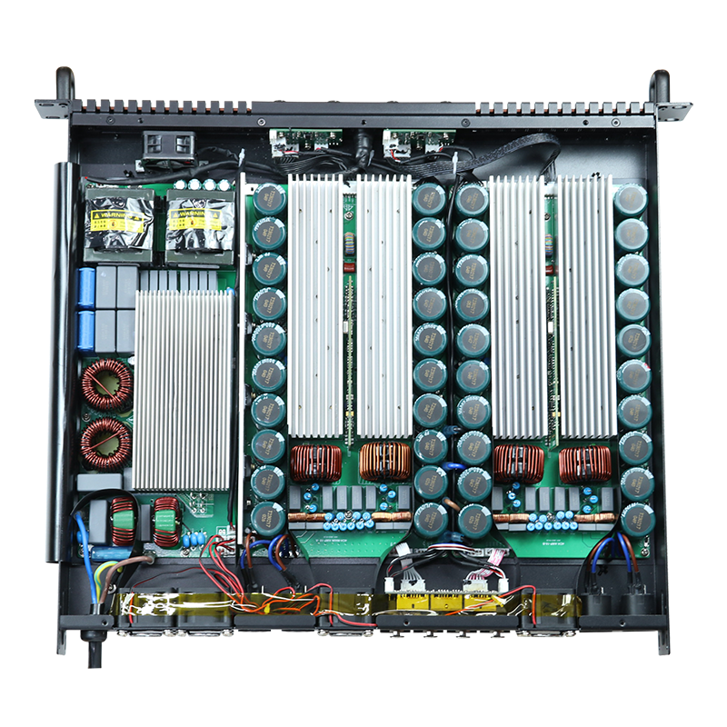 Ferro Preto 4*2200 Watts Pro Amplificador de Potência 1U Classe D Proteção Contra Curto Circuito Pro Amplificador de Som